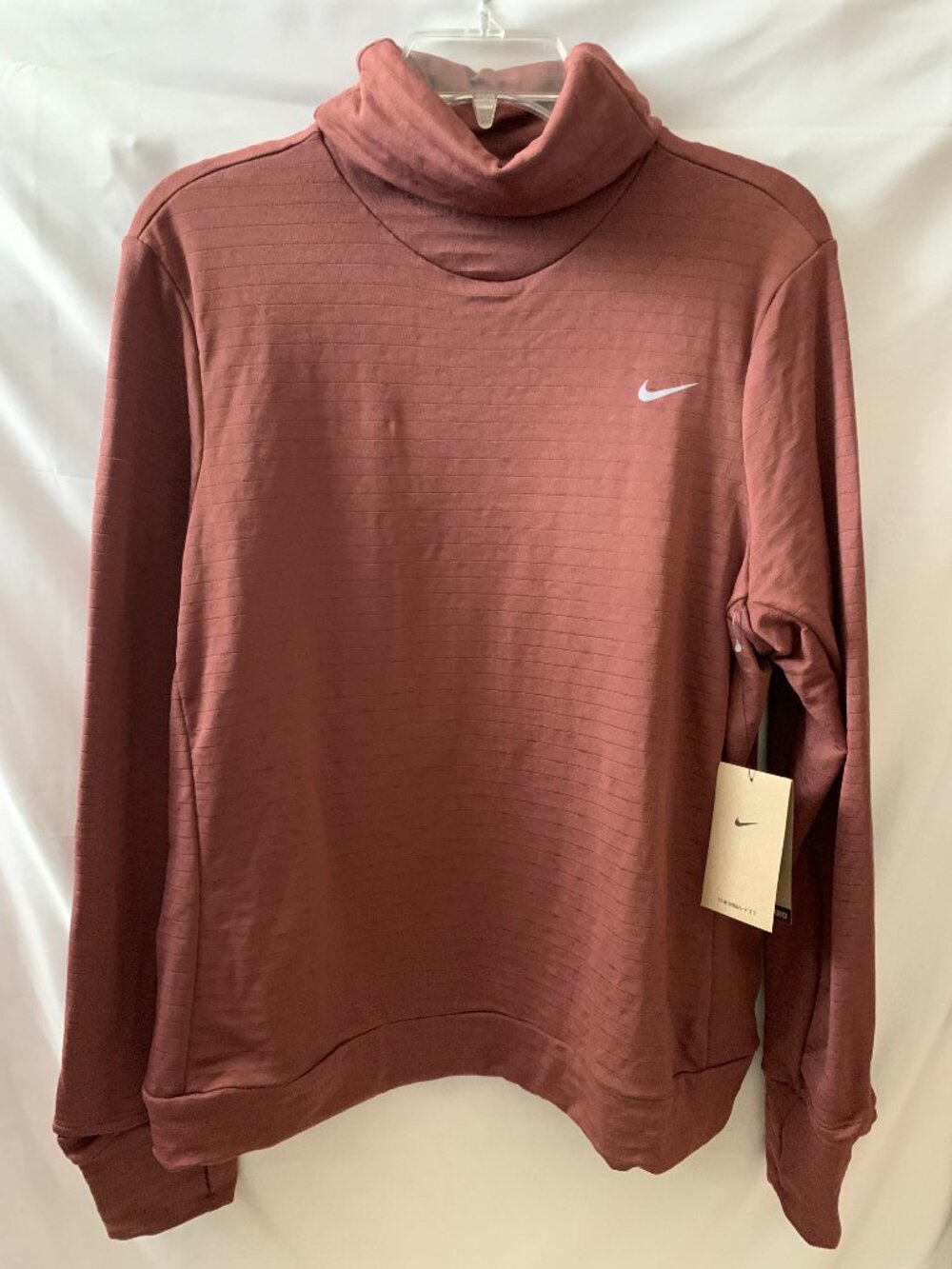 NIKE Therma-Fit Element Swift Turtleneck Running Top in Red Sepia Sz LARGE
